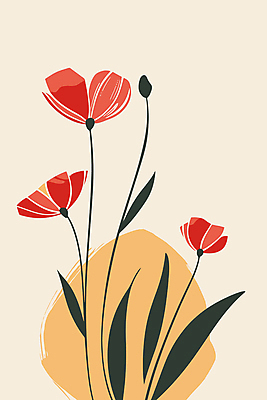 식물 꽃 잎 일러스트 사람없음 빨간색 초록색 판화 국내일러스트 AI파일 컬러 미술 파일형식 벡터