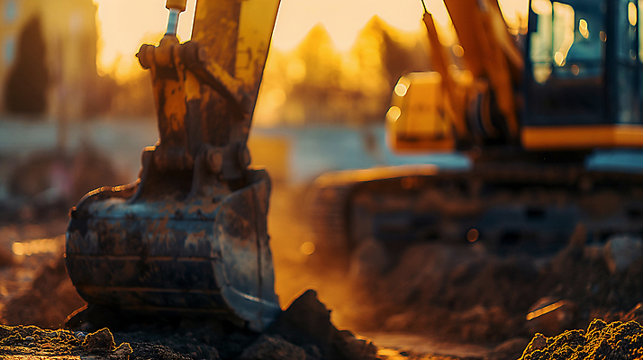 JPG 편집이미지 공사 사람없음 아웃포커스 노을 건설현장 포크레인 편집실사 AI포토 AI콘텐츠 자연요소 건설업 촬영기법 중장비 CG 파일형식