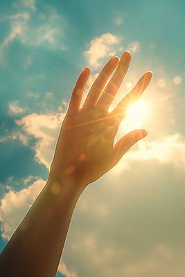 JPG 편집이미지 손 하늘 신체부위 빛 햇빛 태양 손들기 희망 기도 편집실사 AI인물포토 AI콘텐츠 자연요소 감정 모션 사람 CG 파일형식 AI포토