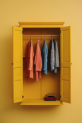 JPG 편집이미지 옷 패션 컬러 셔츠 사람없음 노란색 오픈 장롱 디지털합성 걸림 편집실사 AI포토 AI콘텐츠 가구 상의 모션 CG 파일형식