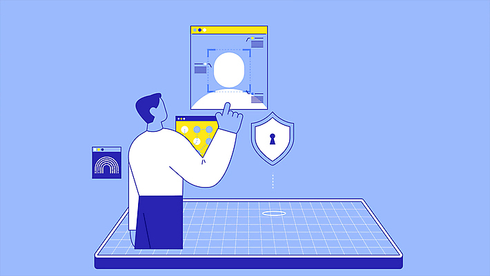 남자 비즈니스 사람모양 정보기술 한명 성인 뒷모습 파란색 태블릿 자료 터치 가리킴 암호 보안 방패 보안장치 인터넷창 개인정보 지문인식 성인남자한명만 모션그래픽 MP4 MOV 모양 1 뷰포인트 컬러 인터넷 기술 안전 사람 손짓 전자제품 스마트기기 장비 정보 동영상 생체인식기술 남자한명만 성인남자만 파일형식