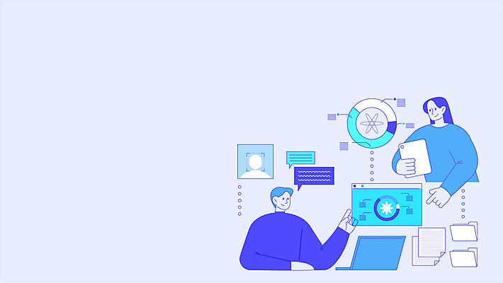 여자 남자 말풍선 비즈니스 그래프 사람모양 정보기술 미소 들기 성인 두명 앞모습 파란색 노트북 태블릿 가리킴 메시지 문서 폴더 인터넷창 개인정보 성인만 카피스페이스 빅데이터 모션그래픽 MP4 MOV 모양 뷰포인트 컬러 인터넷 모션 기술 표정 사람 손짓 전자제품 스마트기기 공백 정보 파일 동영상 파일형식 4차산업
