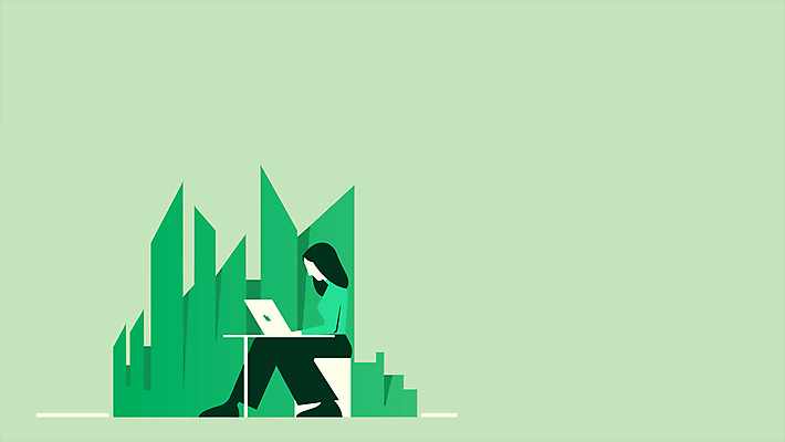 전신 디자인 여자 비즈니스 한명 앉기 성인 옆모습 초록색 노트북 타이핑 업무 비즈니스우먼 심플 얼굴없음 성인여자한명만 미니멀 모션그래픽 MP4 MOV 1 뷰포인트 컬러 모션 사람 전자제품 작업 직장인 동영상 여자한명만 성인여자만 파일형식