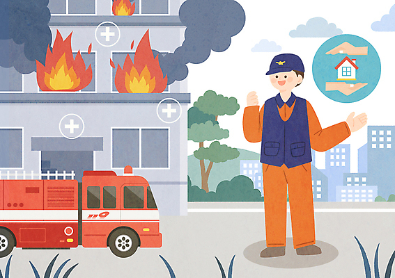 전신 PSD 나무 남자 일러스트 창문 불 한명 성인 건물 연기 보호 소방관 화재 소방차 성인남자한명만 화재보험 국내일러스트 자연요소 식물 1 건축물 컨셉 자동차 사람 구조원 소방 사건 보험 남자한명만 성인남자만 파일형식