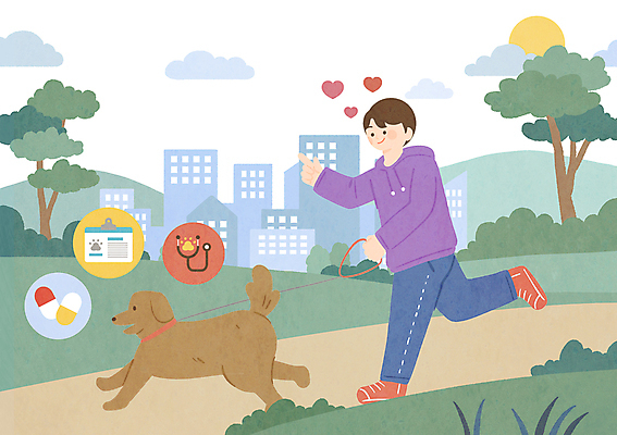 전신 PSD 나무 공원 남자 반려견 일러스트 한명 성인 건물 치료 달리기 약 산책 하트 가리킴 잡기 도시 강아지 풀숲 목줄 성인남자한명만 동물보험 국내일러스트 모양 식물 1 건축물 공공시설 의학 모션 휴식 사람 손짓 반려동물 개 숲 보험 남자한명만 성인남자만 파일형식 반려용품