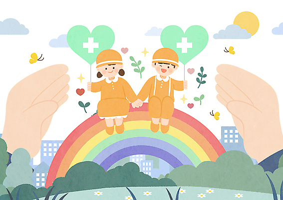 전신 PSD 손 공원 여자 남자 어린이 나비 무지개 잎 일러스트 들기 앉기 소녀 소년 두명 건물 신체부위 반짝임 손잡기 유치원 하트 풀숲 풍선 동산 어린이만 어린이보험 국내일러스트 자연요소 모양 식물 건축물 공공시설 교육 곤충 모션 사람 숲 보험 파일형식