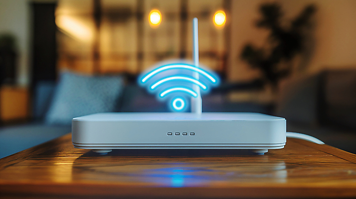 JPG 편집이미지 조명 사람없음 빛 반사 와이파이 공유기 나무책상 편집실사 AI포토 AI콘텐츠 목재 책상 CG 무선인터넷 파일형식