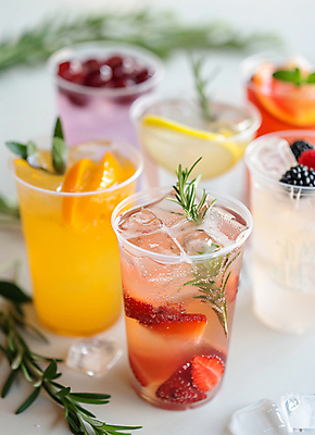 JPG 편집이미지 잎 오렌지 딸기 사람없음 장식 얼음 체리 과일주스 시원함 레몬 자몽 산딸기 블랙베리 로즈메리 생과일 애플민트 에이드 플라스틱컵 편집실사 AI포토 AI콘텐츠 자연요소 식물 음료 과일 컵 주스 플라스틱 민트 허브 CG 파일형식