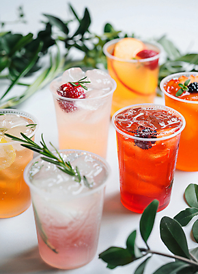 JPG 편집이미지 잎 딸기 사람없음 장식 얼음 과일주스 시원함 자두 로즈메리 생과일 에이드 플라스틱컵 편집실사 AI포토 AI콘텐츠 자연요소 식물 음료 과일 컵 주스 플라스틱 허브 CG 파일형식