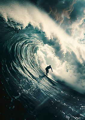 JPG 전신 편집이미지 파도 바다 한명 성인 취미 어둠 서핑 역동적 서퍼 다이나믹 성인한명만 편집실사 AI인물포토 AI콘텐츠 1 컨셉 운동선수 사람 수상스포츠 CG 성인만 파일형식 AI포토