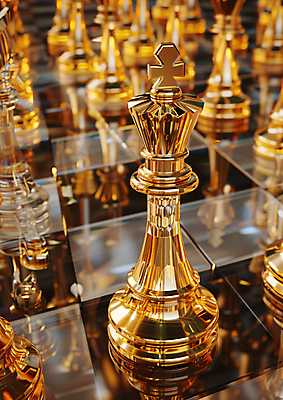 JPG 편집이미지 취미 사람없음 반사 금색 황금 고급 체스말 체스 오브젝트 체스판 광 체스게임 편집실사 AI포토 AI콘텐츠 컬러 컨셉 놀이 게임 말_게임 CG 파일형식