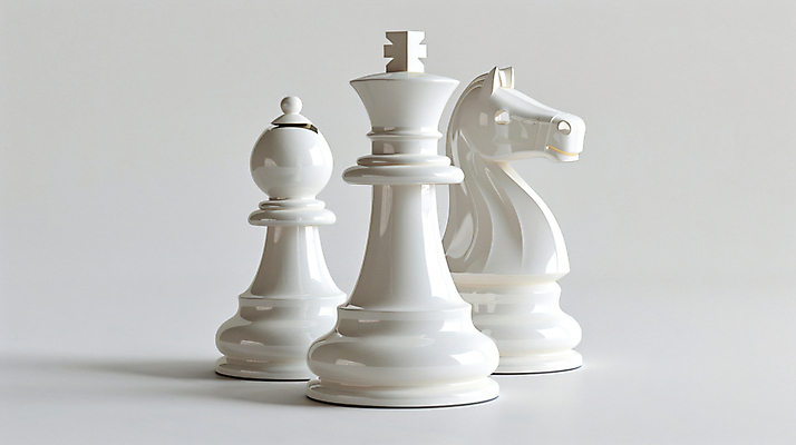 JPG 편집이미지 사람없음 흰색 체스말 체스 오브젝트 편집실사 AI포토 AI콘텐츠 컬러 놀이 말_게임 CG 파일형식