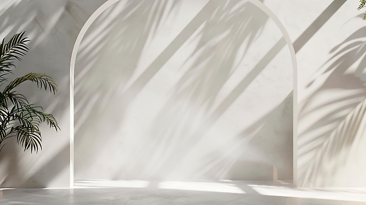 JPG 편집이미지 건축 잎 그림자 사람없음 인테리어 햇빛 공간 흰색 오브젝트 아치 심플 감성 편집실사 AI포토 AI콘텐츠 식물 디자인 컬러 컨셉 태양 CG 파일형식