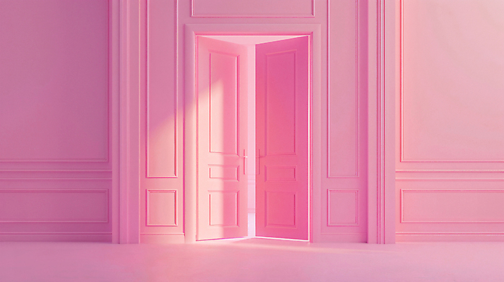 JPG 편집이미지 분홍색 사람없음 빛 인테리어 문 공간 디지털합성 감성 편집실사 AI포토 AI콘텐츠 디자인 컬러 컨셉 CG 파일형식