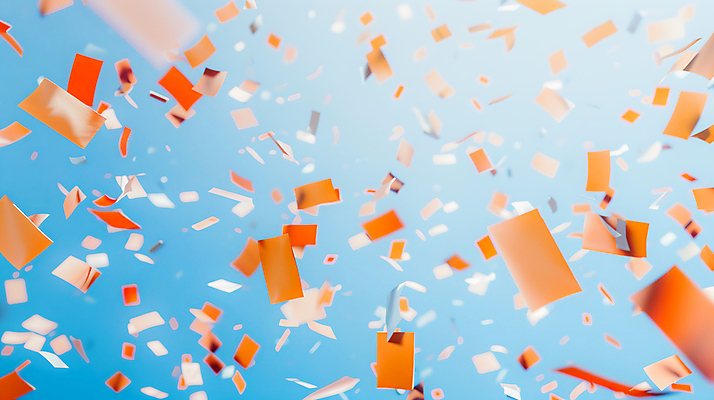 JPG 편집이미지 하늘 사람없음 햇빛 파티 주황색 축하 꽃가루 더스트파티클 카피스페이스 편집실사 AI포토 AI콘텐츠 컬러 컨셉 이벤트 태양 공백 가루 CG 파일형식