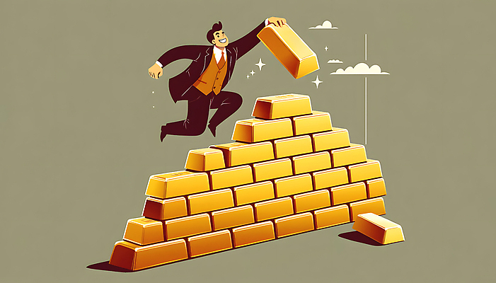 JPG 전신 남자 행복 일러스트 비즈니스 성공 한명 웃음 정장 성인 금융 반짝임 노란색 쌓기 점프 잡기 부 재산 황금 디지털합성 열정 활기 금괴 성인남자한명만 편집소스 국내일러스트 AI일러스트 AI콘텐츠 1 옷 감정 컬러 컨셉 모션 표정 사람 경제 남자한명만 성인남자만 파일형식