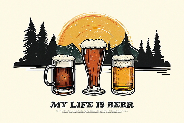 PSD 나무 편집이미지 포스터 자연 산 맥주 사람없음 야외 태양 거품 빈티지 숲 맥주잔 이미지편집 자연요소 식물 컨셉 술잔 주류 생태계 파일형식