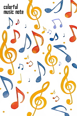 PSD 디자인 컬러 백그라운드 패턴 음표 일러스트 창조 타이포그라피 사람없음 컬러풀 화려 악보 그림 국내일러스트 문자 기호 음악 컨셉 무늬 파일형식