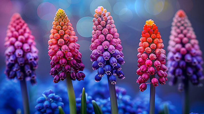 JPG 편집이미지 꽃잎 자연 사람없음 정원 봄 화려 신비 보케 무스카리 카피스페이스 편집실사 AI포토 AI콘텐츠 계절 꽃 컨셉 공백 CG 생태계 파일형식