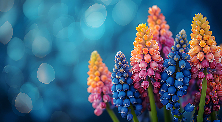 JPG 편집이미지 꽃잎 자연 사람없음 정원 봄 화려 신비 보케 무스카리 카피스페이스 편집실사 AI포토 AI콘텐츠 계절 꽃 컨셉 공백 CG 생태계 파일형식