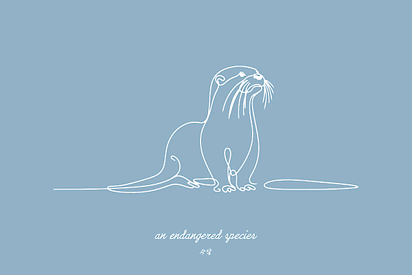 야생동물 하늘색 일러스트 사람없음 보호 라인아트 심플 멸종위기동물 수달 미니멀 국내일러스트 멸종위기종 AI파일 동물 선 컨셉 파란색 파일형식 벡터