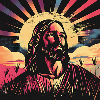 JPG 디자인 남자 실루엣 포스터 기독교 종교 십자가 잎 일러스트 한명 상반신 성인 그래픽 빛 예수 숲 복고 후광 성인남자한명만 국내일러스트 AI일러스트 AI콘텐츠 식물 1 촬영기법 사람 신_종교 남자한명만 성인남자만 파일형식