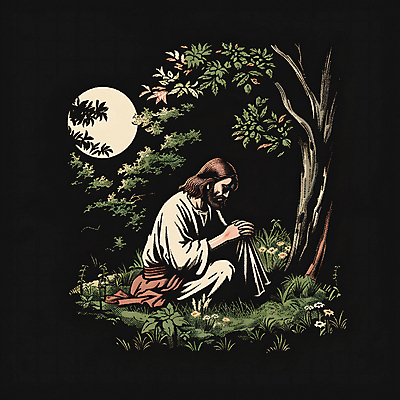 JPG 전신 나무 디자인 남자 꽃 실루엣 포스터 기독교 종교 십자가 잎 일러스트 한명 성인 그래픽 빛 눈감음 달 기도 예수 숲 복고 성인남자한명만 국내일러스트 AI일러스트 AI콘텐츠 자연요소 식물 1 모션 촬영기법 사람 신_종교 남자한명만 성인남자만 파일형식