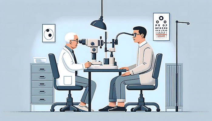 JPG 노년 남자 안경 액자 의자 일러스트 전등 건강 병원 안전 앉기 성인 두명 기계 진료 의사 대기 의사가운 책상 디지털합성 검사_조사 상담 서랍장 시력 시력검사 건강검진 시력검사표 검안사 남자만 편집소스 국내일러스트 AI일러스트 AI콘텐츠 직업 잡화 가구 의학 모션 조명 사람 의료진 가운 파일형식 안경사
