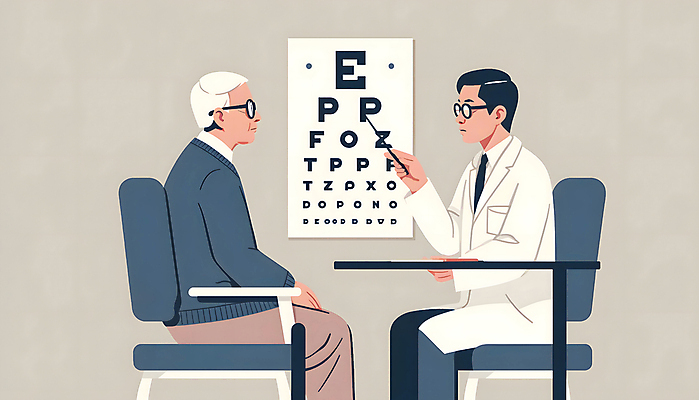 JPG 노년 남자 안경 의자 일러스트 지팡이 건강 병원 안전 성인 두명 진료 의사 가리킴 대기 책상 디지털합성 검사_조사 상담 시력 시력검사 건강검진 시력검사표 검안사 남자만 편집소스 국내일러스트 AI일러스트 AI콘텐츠 직업 잡화 가구 의학 사람 손짓 의료진 파일형식 안경사