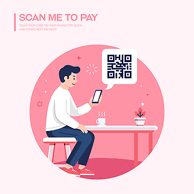 전신 남자 화분 화초 분홍색 말풍선 의자 일러스트 한명 들기 앉기 성인 스마트폰 커피잔 책상 속도 결제 QR코드 스캔 성인남자한명만 국내일러스트 AI파일 식물 1 커피 컬러 가구 모션 잔 사람 핸드폰 스마트기기 남자한명만 성인남자만 파일형식 벡터