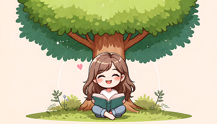 JPG 나무 여자 꽃 어린이 일러스트 한명 들기 앉기 소녀 책 독서 하트 풀 집중 읽기 소녀한명만 국내일러스트 AI일러스트 AI콘텐츠 모양 식물 1 컨셉 모션 사람 여자한명만 소녀만 파일형식