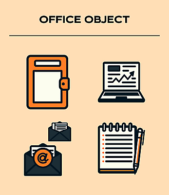 아이콘 통신 그래프 편지봉투 사람없음 노트북 컴퓨터 볼펜 주황색 기록 메모지 이메일 계획 편지지 분석 문서 골뱅이기호 2D아이콘 AI파일 기호 컬러 컨셉 봉투 전자제품 펜 사무용품 편지 파일형식 벡터