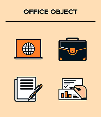 아이콘 손 종이 서류가방 비즈니스 통계 그래프 신체부위 노트북 글로벌 필기구 볼펜 주황색 업무 분석 문서 2D아이콘 AI파일 컬러 컨셉 가방 문구용품 사람 전자제품 펜 작업 파일형식 벡터