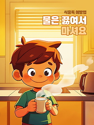 PSD 남자 어린이 일러스트 창문 건강 한명 미소 들기 안전 소년 상반신 컵 노란색 주방 마시기 블라인드 뜨거움 수증기 커피포트 예방 식중독 소년한명만 국내일러스트 1 식기 컬러 모션 주전자 표정 사람 커튼 남자한명만 소년만 파일형식