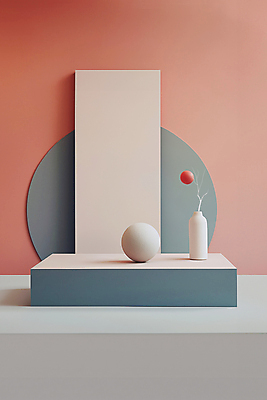 JPG 편집이미지 화분 사람없음 장식 공간 구 나뭇가지 디지털합성 단상 카피스페이스 편집소스 미니멀 코랄 편집실사 AI포토 AI콘텐츠 나무 컬러 공백 CG 파일형식