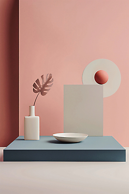 JPG 편집이미지 화분 잎 사람없음 장식 공간 구 디지털합성 단상 카피스페이스 편집소스 미니멀 코랄 편집실사 AI포토 AI콘텐츠 식물 컬러 공백 CG 파일형식