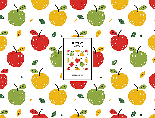 PSD 편집이미지 백그라운드 잎 패턴 프레임 타이포그라피 사람없음 컬러풀 귀여움 사과 이미지편집 식물 문자 컬러 컨셉 무늬 과일 파일형식