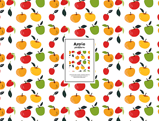 PSD 편집이미지 백그라운드 잎 패턴 딸기 프레임 타이포그라피 사람없음 컬러풀 귀여움 사과 이미지편집 식물 문자 컬러 컨셉 무늬 과일 파일형식