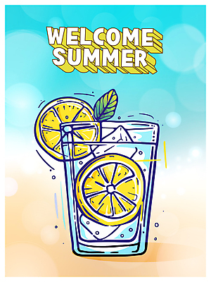 음료 조각 일러스트 단면 잔 사람없음 여름 얼음 달콤 시원함 레몬 레모네이드 허브 국내일러스트 AI파일 자연요소 식물 식기 계절 과일 맛 에이드 파일형식 벡터