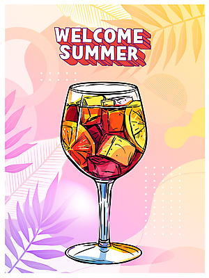 음료 조각 잎 와인잔 일러스트 단면 사람없음 여름 얼음 달콤 시원함 레몬 아이스티 뱅쇼 국내일러스트 AI파일 자연요소 식물 계절 술잔 과일 와인 맛 파일형식 벡터