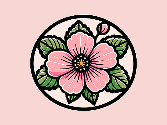 분홍색 일러스트 나뭇잎 사람없음 분위기 꽃봉오리 무궁화 국내일러스트 AI파일 꽃 컬러 컨셉 잎 파일형식 벡터