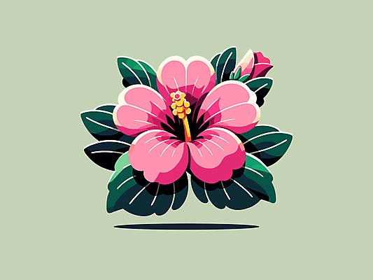 분홍색 일러스트 나뭇잎 사람없음 분위기 꽃봉오리 무궁화 국내일러스트 AI파일 꽃 컬러 컨셉 잎 파일형식 벡터