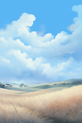 JPG 구름 하늘색 일러스트 자연 하늘 초원 사람없음 여름 풀 분위기 국내일러스트 AI일러스트 AI콘텐츠 자연요소 식물 계절 컨셉 파란색 생태계 파일형식