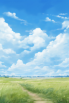 JPG 구름 하늘색 일러스트 자연 하늘 초원 사람없음 여름 풀 분위기 국내일러스트 AI일러스트 AI콘텐츠 자연요소 식물 계절 컨셉 파란색 생태계 파일형식