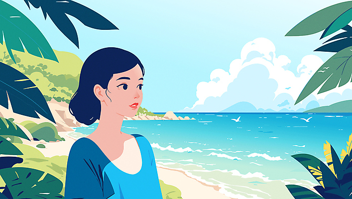 구름 여자 바다 잎 일러스트 조류 하늘 한명 상반신 성인 파란색 여름휴가 모래사장 야자수 여름풍경 시원함 열대식물 상쾌 감성 몬스테라 성인여자한명만 트로피컬아트 여름배경 국내일러스트 AI파일 자연요소 나무 식물 동물 1 감정 컬러 백그라운드 컨셉 휴가 사람 풍경 그림 여자한명만 성인여자만 파일형식 벡터 여름_계절