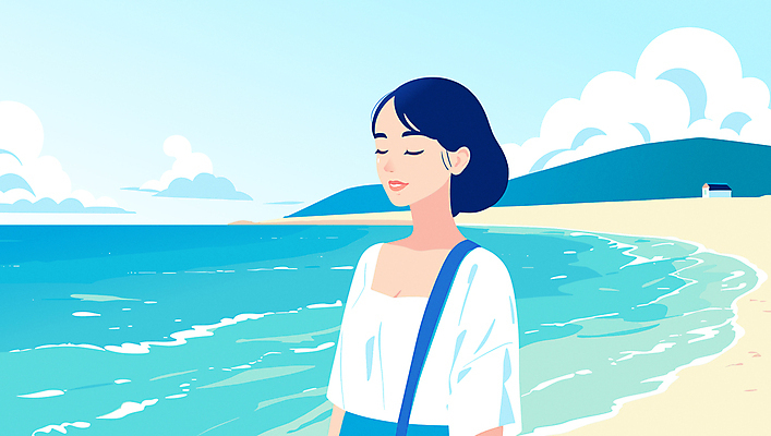 구름 여자 바다 일러스트 하늘 주택 한명 상반신 성인 파란색 여름휴가 모래사장 눈감음 여름풍경 시원함 상쾌 감성 성인여자한명만 트로피컬아트 여름배경 국내일러스트 AI파일 자연요소 1 감정 컬러 백그라운드 컨셉 모션 휴가 사람 풍경 건물 그림 여자한명만 성인여자만 파일형식 벡터 여름_계절