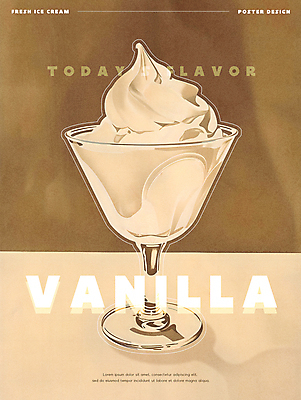 PSD 편집이미지 포스터 음식 탁자 아이스크림 디저트 그림자 사람없음 컵 갈색 카페 빈티지 복고 바닐라 바닐라아이스크림 2025년 트렌드컬러 이미지편집 모카무스 식기 컬러 가구 컨셉 상점 연도 파일형식