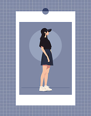 전신 여자 패션 일러스트 한명 성인 캐주얼 검은색 남색 스니커즈 코디 소셜네트워크 캡모자 성인여자한명만 오오티디 국내일러스트 AI파일 모자_잡화 1 옷 컬러 운동화 사람 신조어 여자한명만 성인여자만 파일형식 벡터