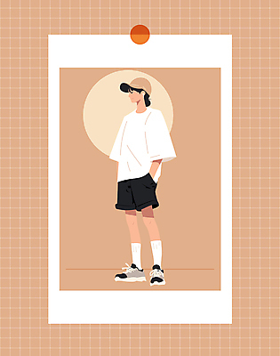 전신 모자 옷 패션 남자 포즈 일러스트 반바지 한명 성인 여름 반팔티셔츠 스니커즈 주머니손 코디 베이지색 소셜네트워크 캡모자 성인남자한명만 오오티디 국내일러스트 AI파일 모자_잡화 1 잡화 계절 컬러 운동화 티셔츠 바지 모션 사람 신조어 남자한명만 성인남자만 파일형식 벡터