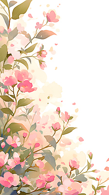 JPG 꽃 분홍색 잎 꽃무늬 패턴 일러스트 자연 수채화 사람없음 카피스페이스 국내일러스트 AI일러스트 AI콘텐츠 식물 컬러 무늬 공백 생태계 파일형식
